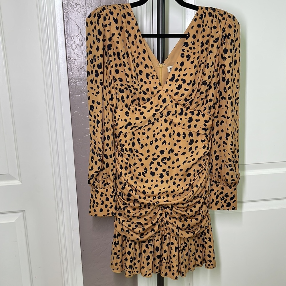 Nicholas Ruched Leopard Print Long Sleeve Silk Cr… - image 2
